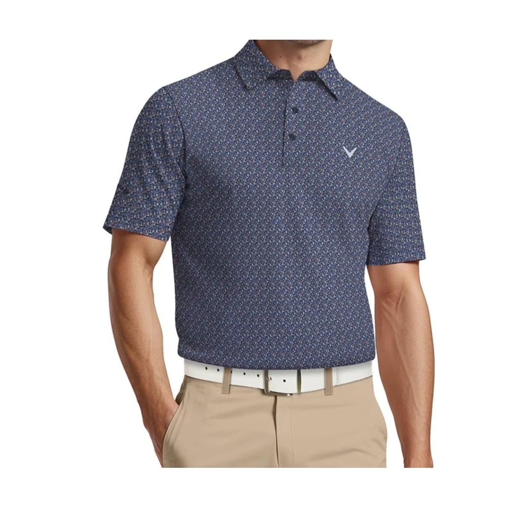 Callaway Mens Performance Stretch Golf Polo Navy Blue Peacoat Size M NWT